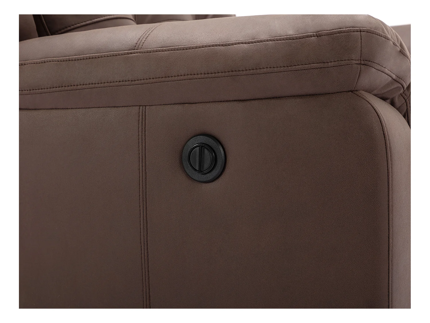 Canapé 3 places relax électrique en microfibre aspect cuir vieilli marron ORTIANO