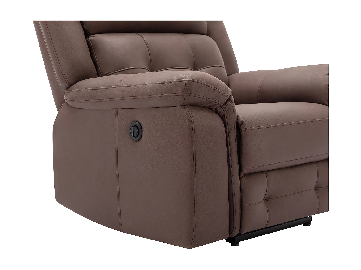 Elektrische driezitsrelaxfauteuil van bruin microvezel met verouderd leereffect ORTIANO