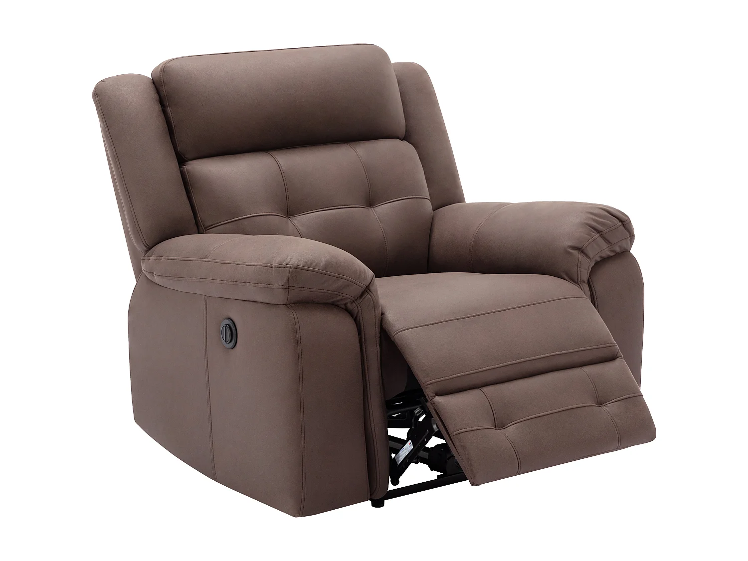 Elektrische driezitsrelaxfauteuil van bruin microvezel met verouderd leereffect ORTIANO