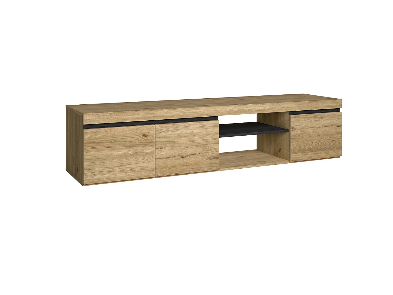 TV-Möbel mod.NATURALE ''Eiche/Schwarz'', 2 Türen und 2 Wohnungen, Wohn- und Esszimmer, 160x40x41cm