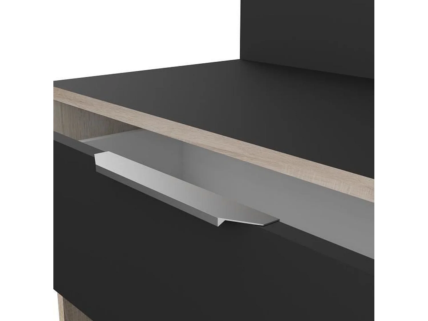 Moderne keukenkast in ruw eiken en zwart - 1 deur 123 cm