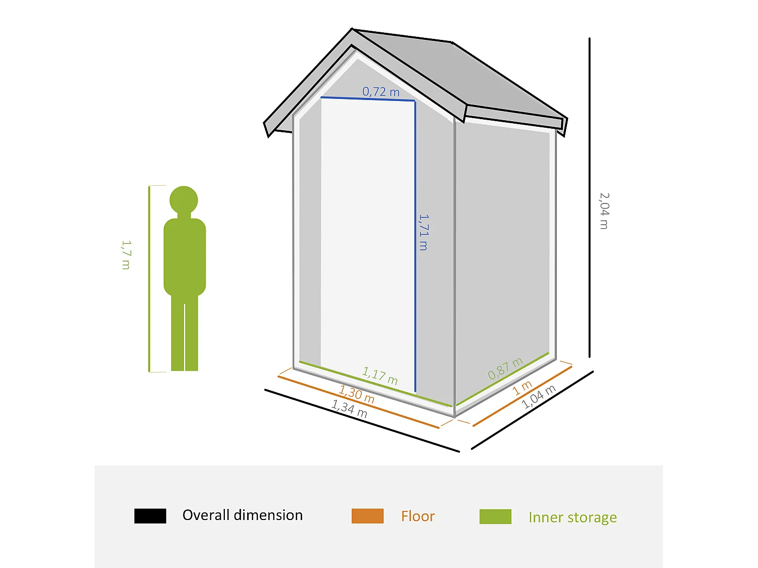 Abri de jardin - cabanon porte verrouillable, fenêtre - dim. 1,34L x 1,04l x 2,04H m - résine PP ondulée anthracite