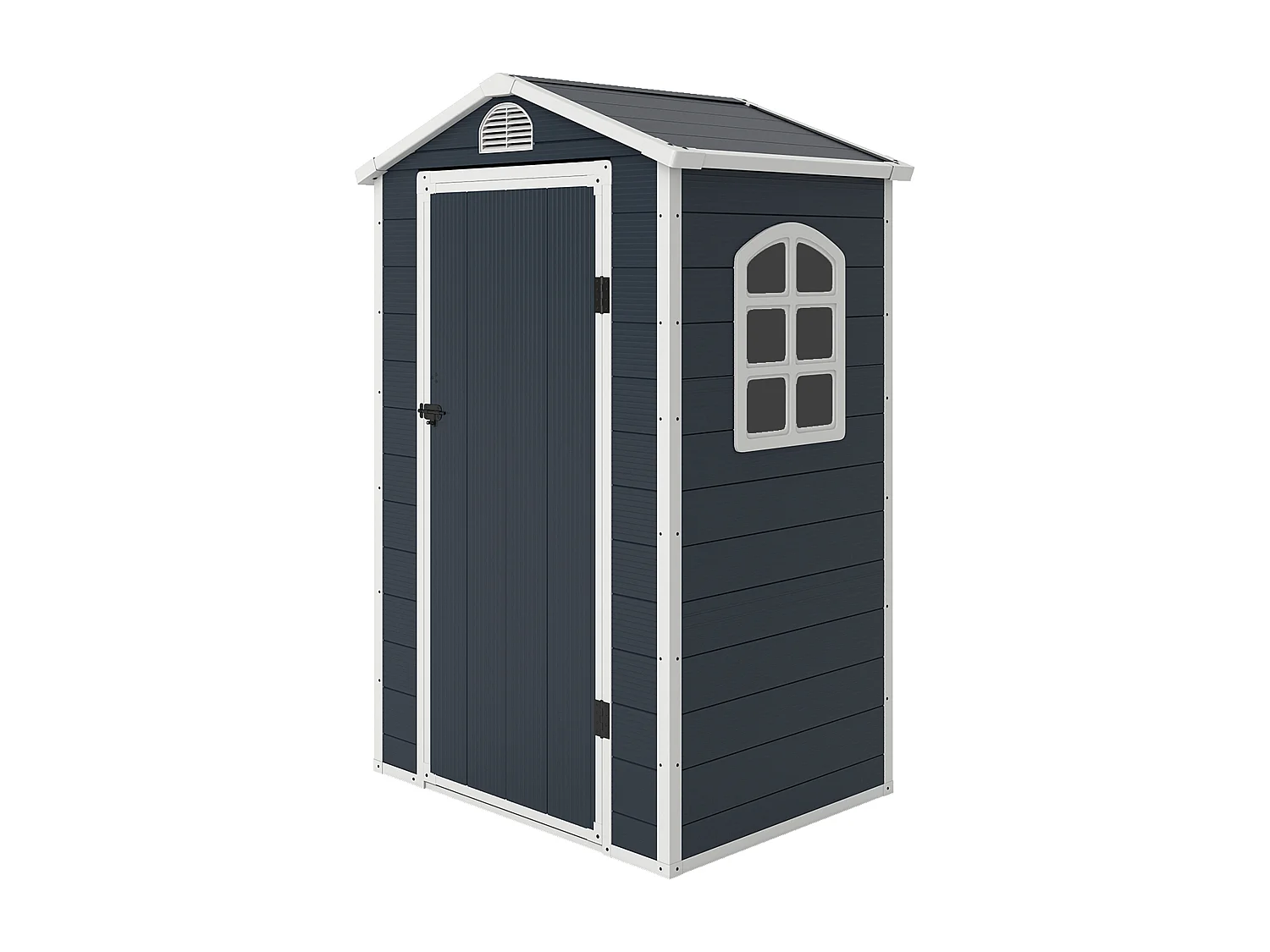 Abri de jardin - cabanon porte verrouillable, fenêtre - dim. 1,34L x 1,04l x 2,04H m - résine PP ondulée anthracite