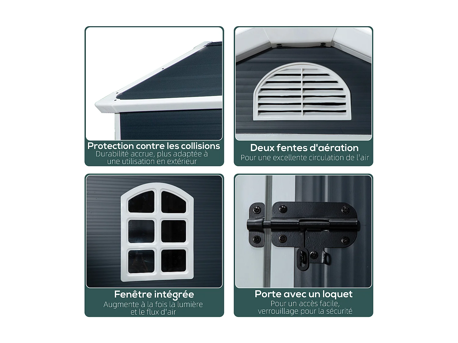 Abri de jardin - cabanon porte verrouillable, fenêtre - dim. 1,34L x 1,04l x 2,04H m - résine PP ondulée anthracite