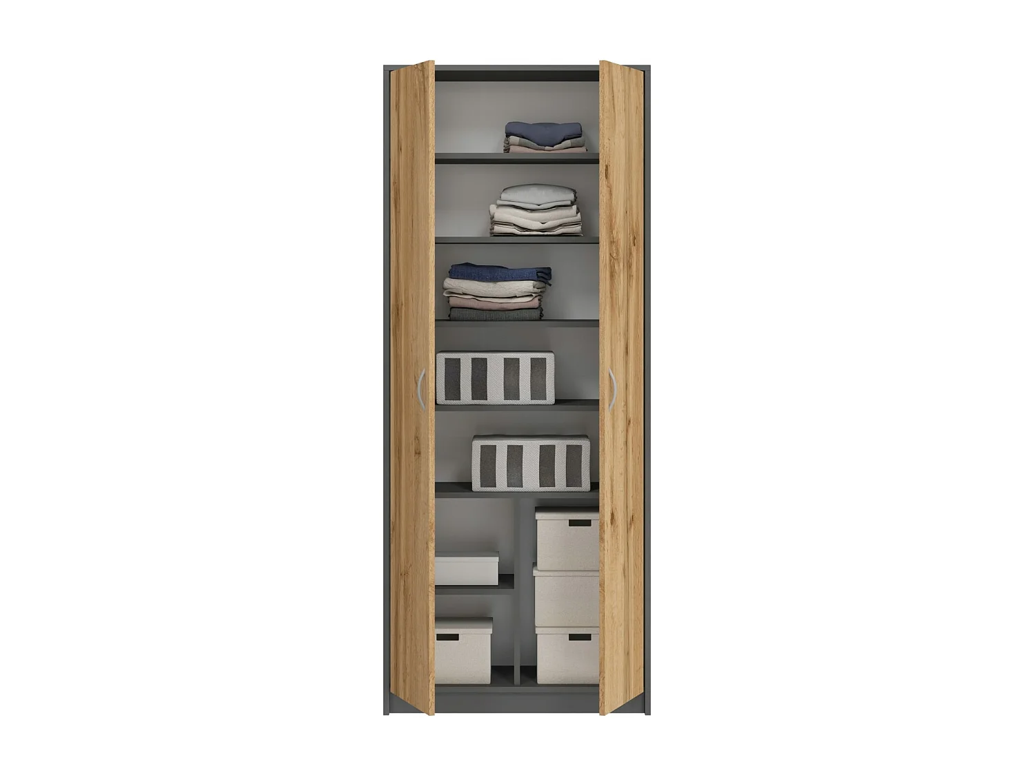 PARLA - Armoire moderne 6 étagères  - 180x74x35cm - Meuble de rangement - Armoire bureau