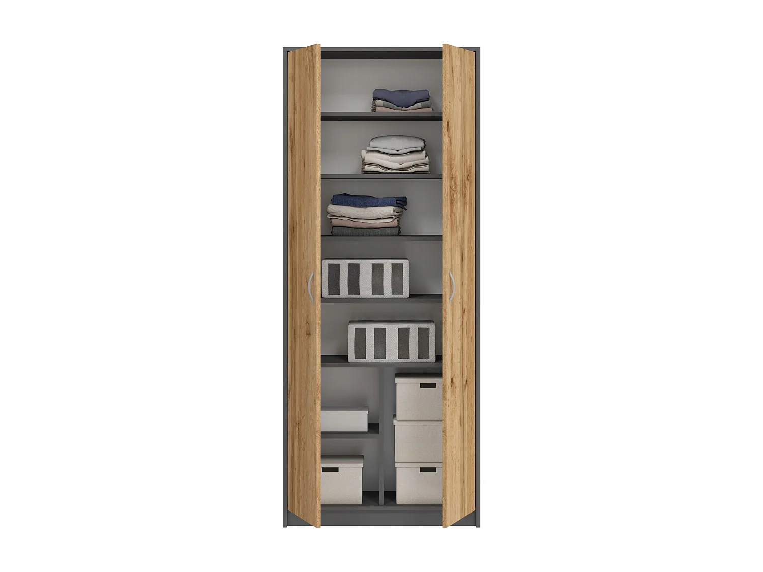 PARLA - Armoire moderne 6 étagères  - 180x74x35cm - Meuble de rangement - Armoire bureau
