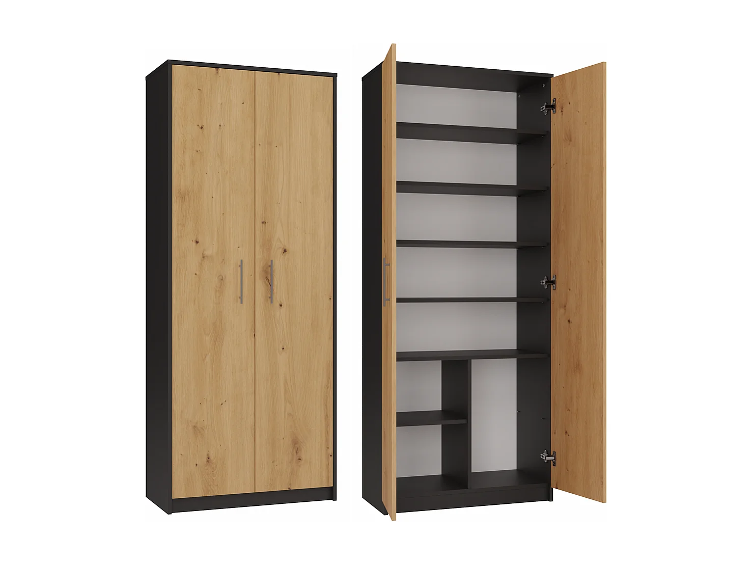 PARLA - Armoire moderne 6 étagères  - 180x74x35cm - Meuble de rangement - Armoire bureau
