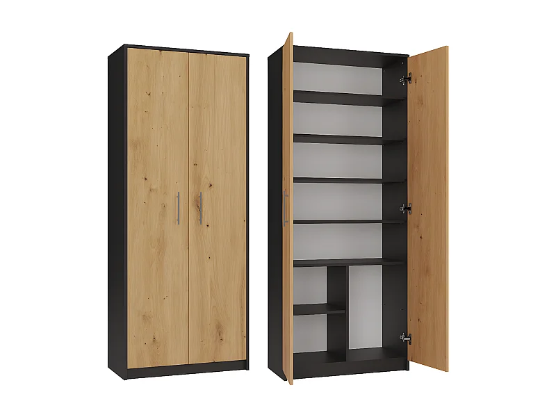 PARLA - Moderner Schrank 6 Regale - 180x74x35cm - Aufbewahrungsmöbel - Büroschrank