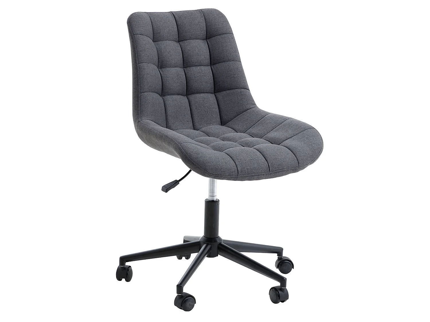Chaise de bureau TALIA, fauteuil pivotant sans accoudoirs, siège à roulettes réglables en hauteur, revêtement en tissu gris foncé