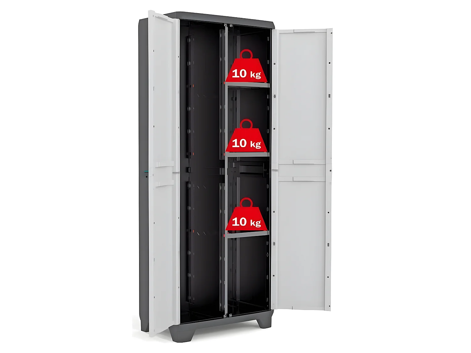 Armoire de rangement utilitaire Linear - 68 x 39 x 173 cm - Noir et gris