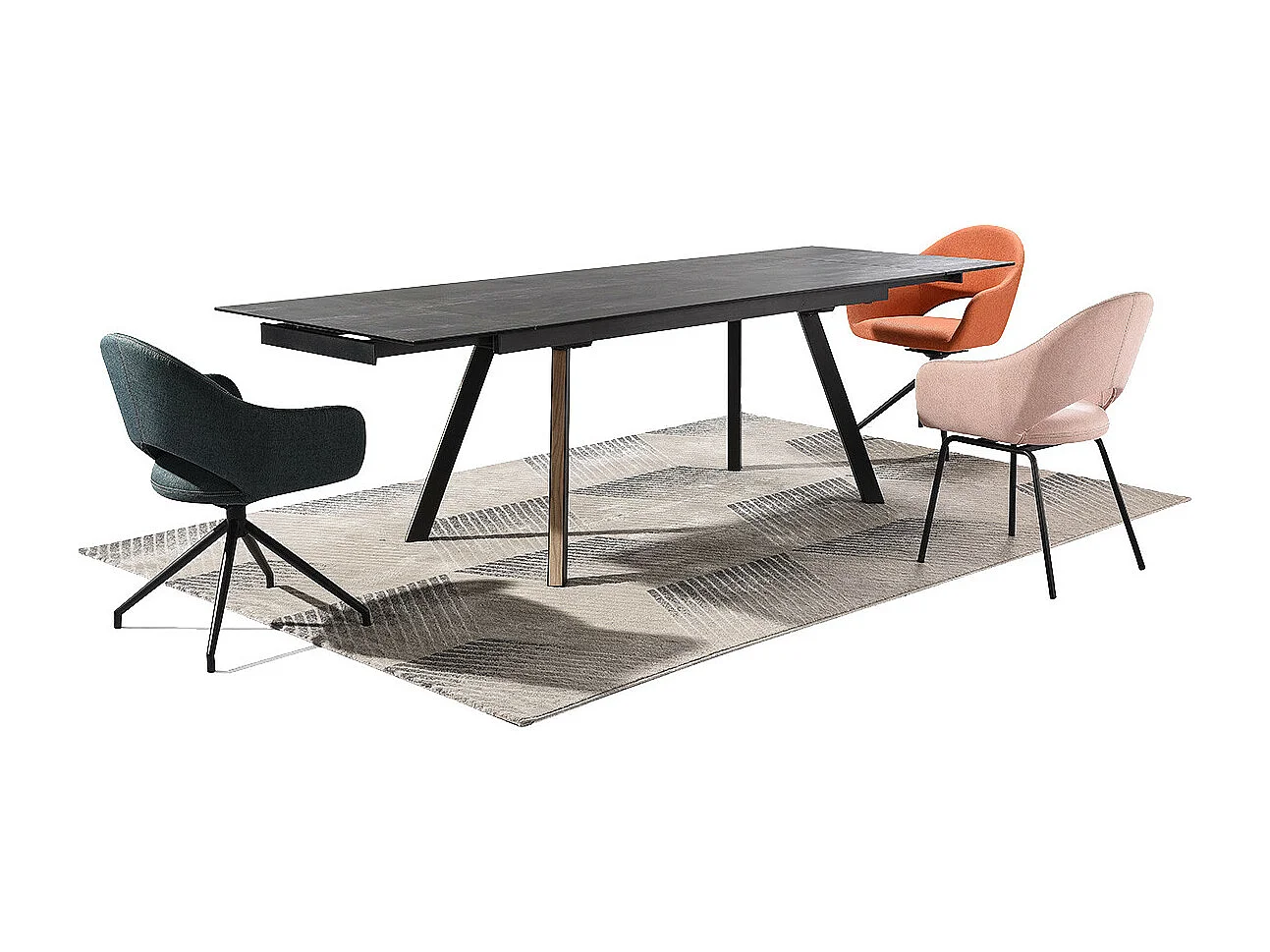 CRAIG - Table de Repas Allongable Plateau en Céramique