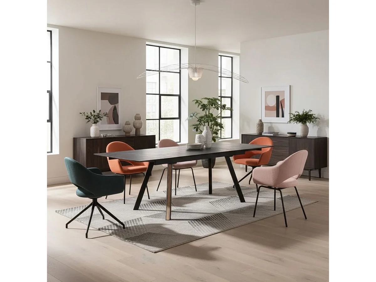 CRAIG - Table de Repas Allongable Plateau en Céramique