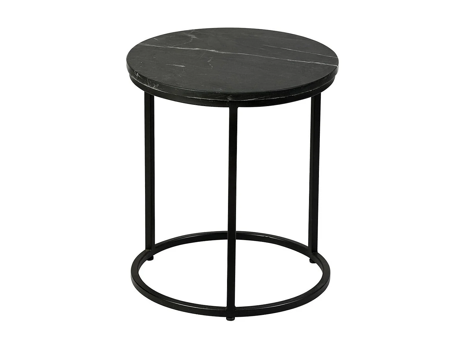 MARVA - Table d'Appoint Marbre et Piètement Noir