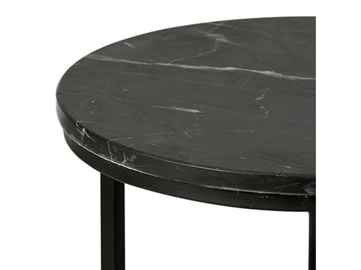 MARVA - Table d'Appoint Marbre et Piètement Noir