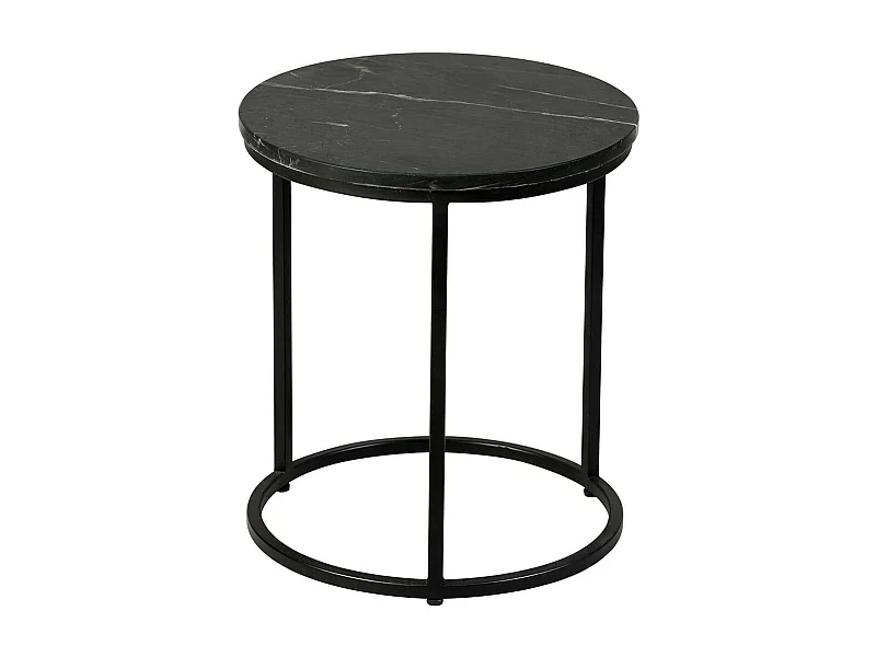 MARVA - Table d'Appoint Marbre et Piètement Noir