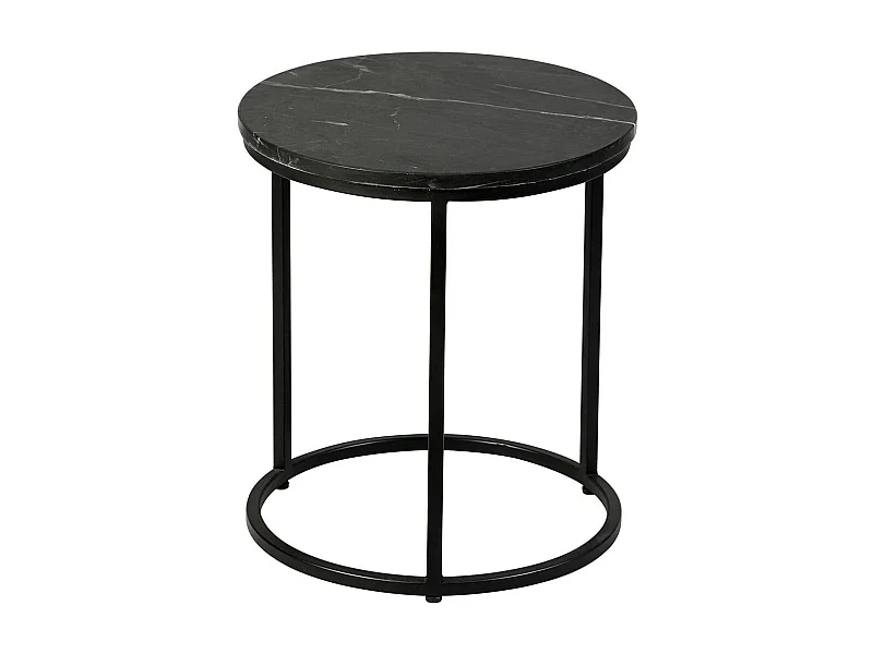 MARVA - Table d'Appoint Marbre et Piètement Noir