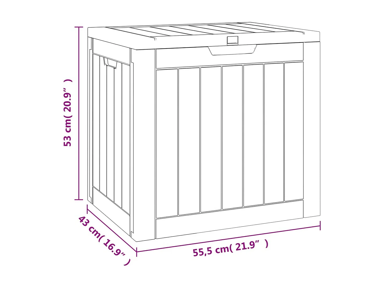 Boîte de stockage de jardin gris 55,5x43x53 cm polypropylène