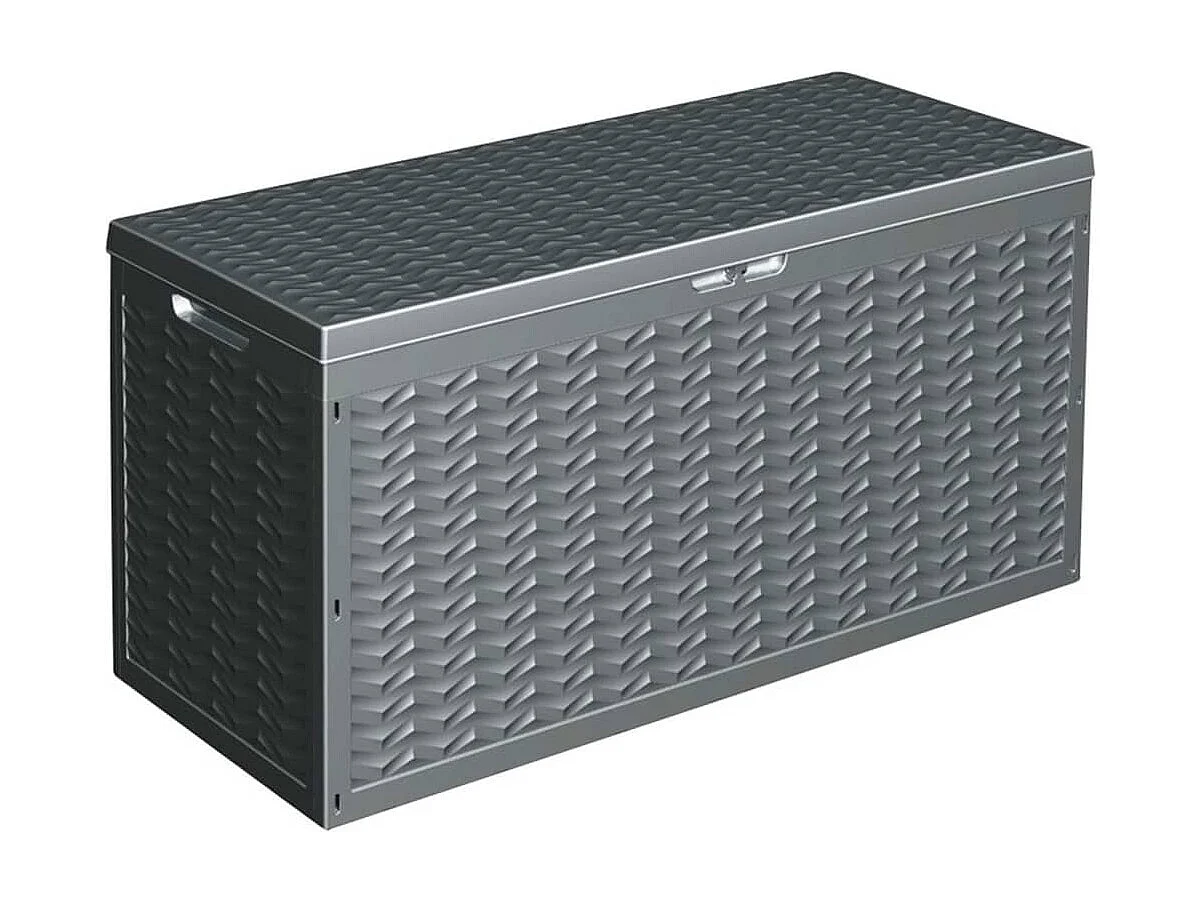 Boîte de rangement de jardin avec poignée 300 L Gris