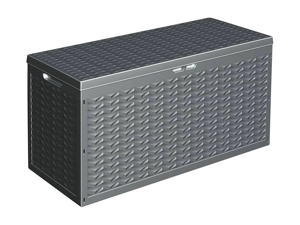 Boîte de rangement de jardin avec poignée 300 L Gris