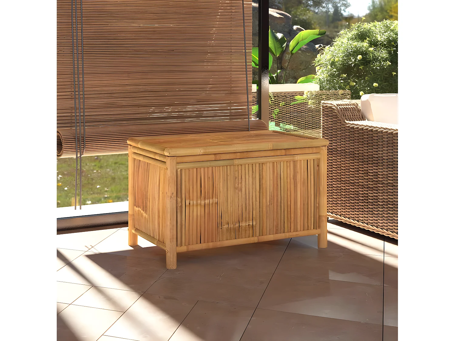 Boîte de rangement de jardin 90x52x55 cm Bambou