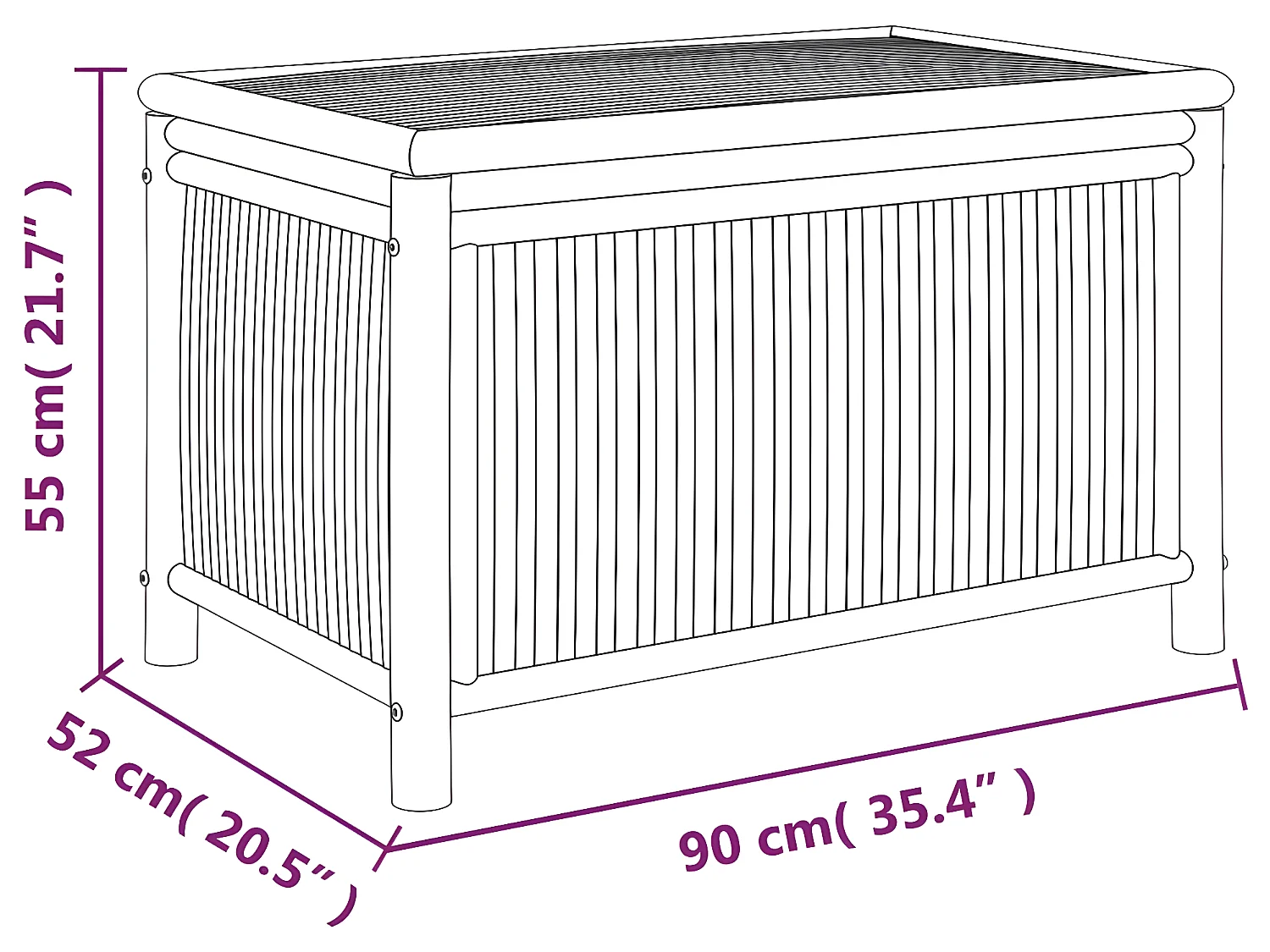 Boîte de rangement de jardin 90x52x55 cm Bambou