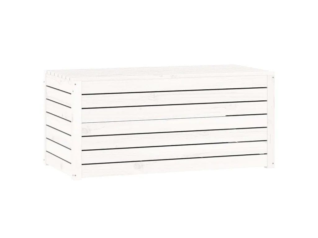 Baúl de jardín madera maciza de pino blanco 101x50,5x46,5 cm