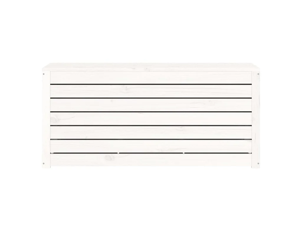 Baúl de jardín madera maciza de pino blanco 101x50,5x46,5 cm