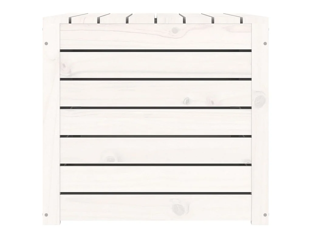 Baúl de jardín madera maciza de pino blanco 101x50,5x46,5 cm