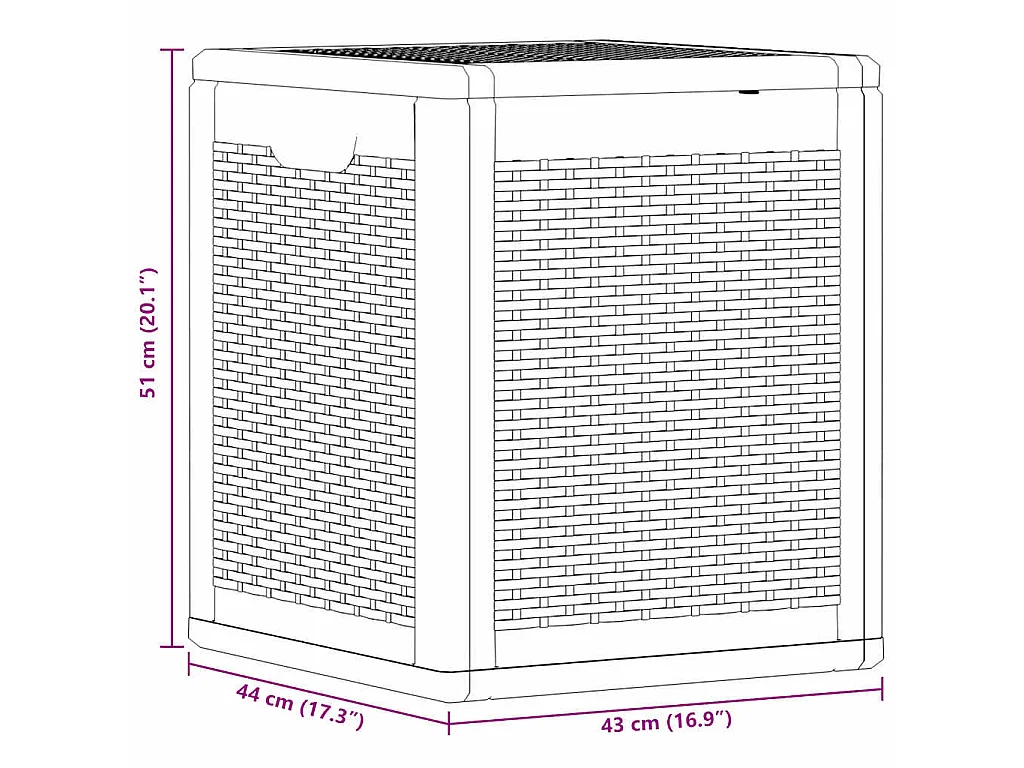 Tuinbox 90 L PP rattan grijs