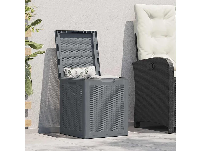 Boîte de rangement de jardin gris PP rotin 90 L