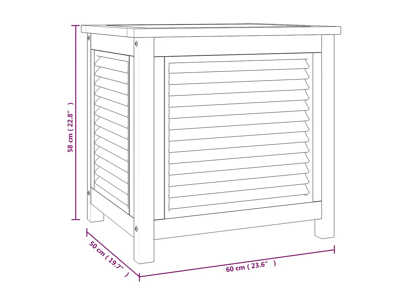 Contenitore Giardino con Borsa 60x50x58cm Legno Massello Teak