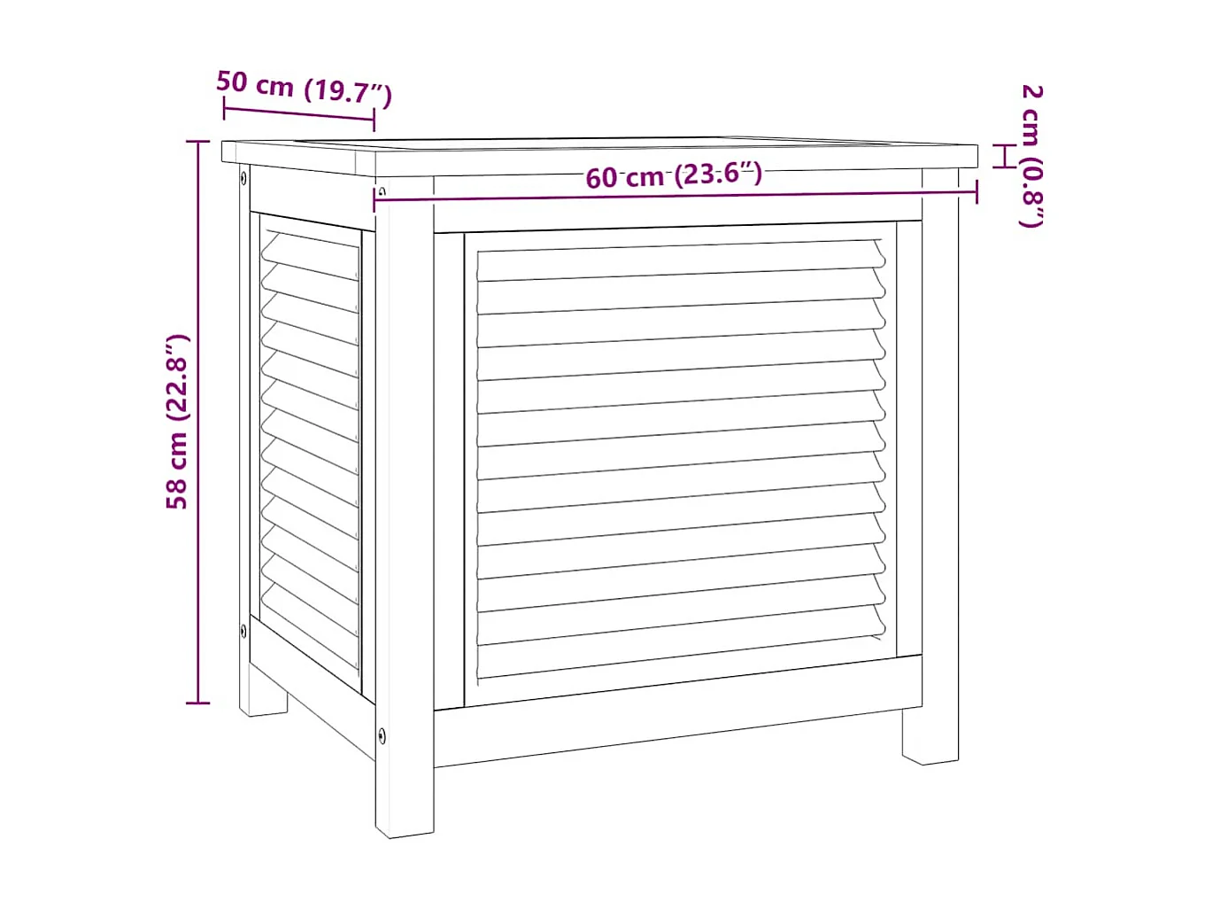 Caixa de arrumação para jardim com saco 60x50x58 cm teca maciça