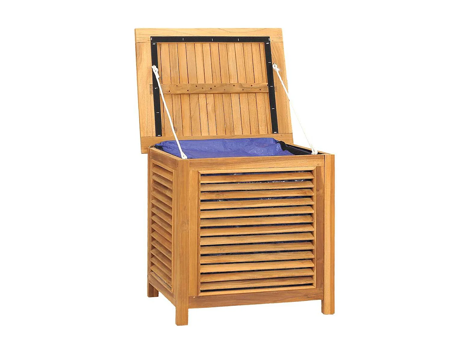 Caixa de arrumação para jardim com saco 60x50x58 cm teca maciça