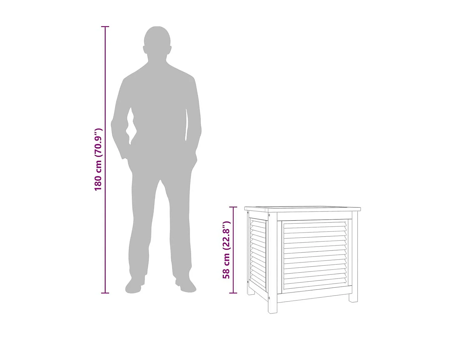 Caixa de arrumação para jardim com saco 60x50x58 cm teca maciça