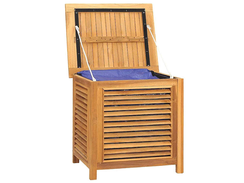 Boîte de rangement de jardin et sac 60x50x58cm bois massif teck