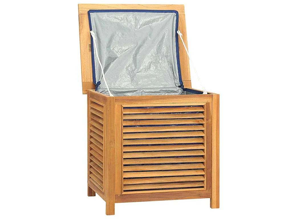 Boîte de rangement de jardin et sac 60x50x58cm bois massif teck