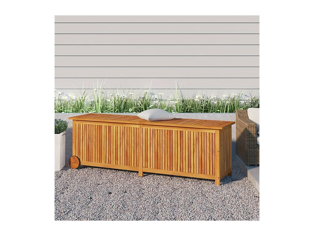 Boîte de rangement de jardin avec roues 150x50x58cm bois acacia