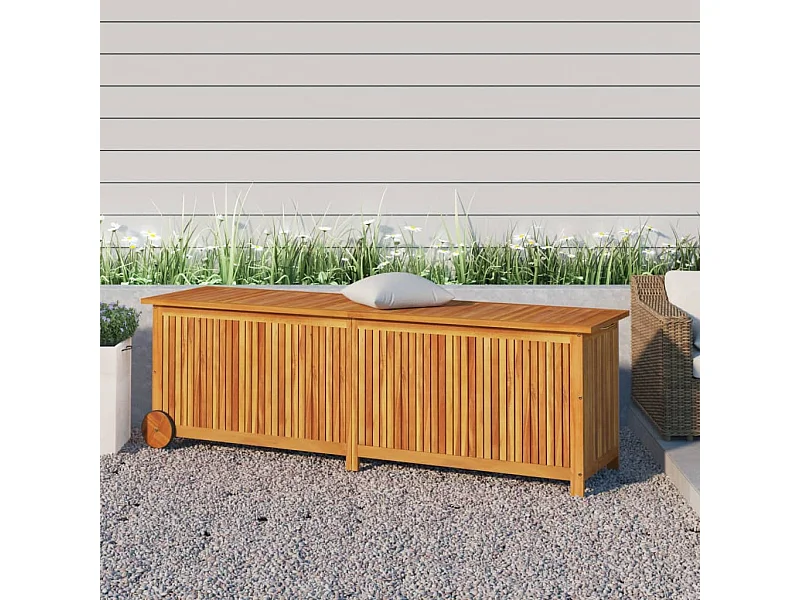 Contenitore da Giardino con Ruote 150x50x58cm Massello Acacia