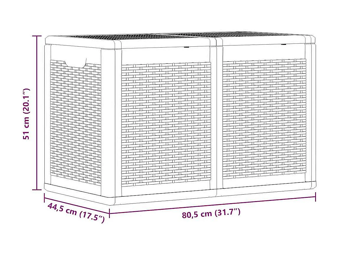 Gartenbox Grau PP Rattan 180 L