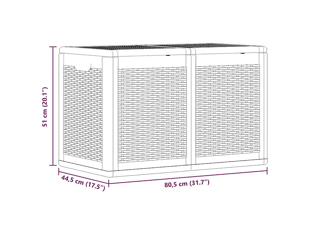 Contenitore da Giardino Grigio in Rattan PP 180 L