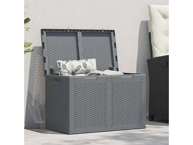 Boîte de rangement de jardin gris PP rotin 180 L