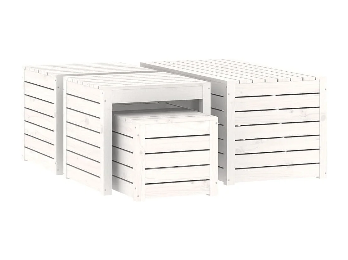 Ensemble de boîtes de jardin 4 pcs blanc bois de pin massif