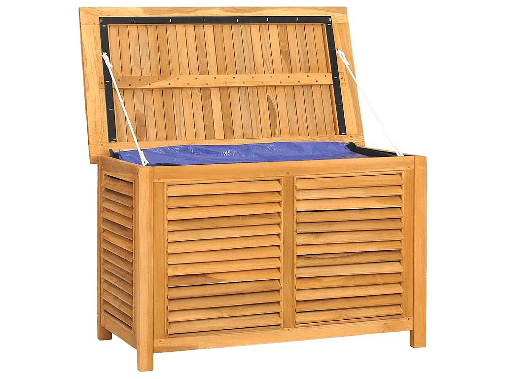 Boîte de rangement de jardin et sac 90x50x58cm bois massif teck