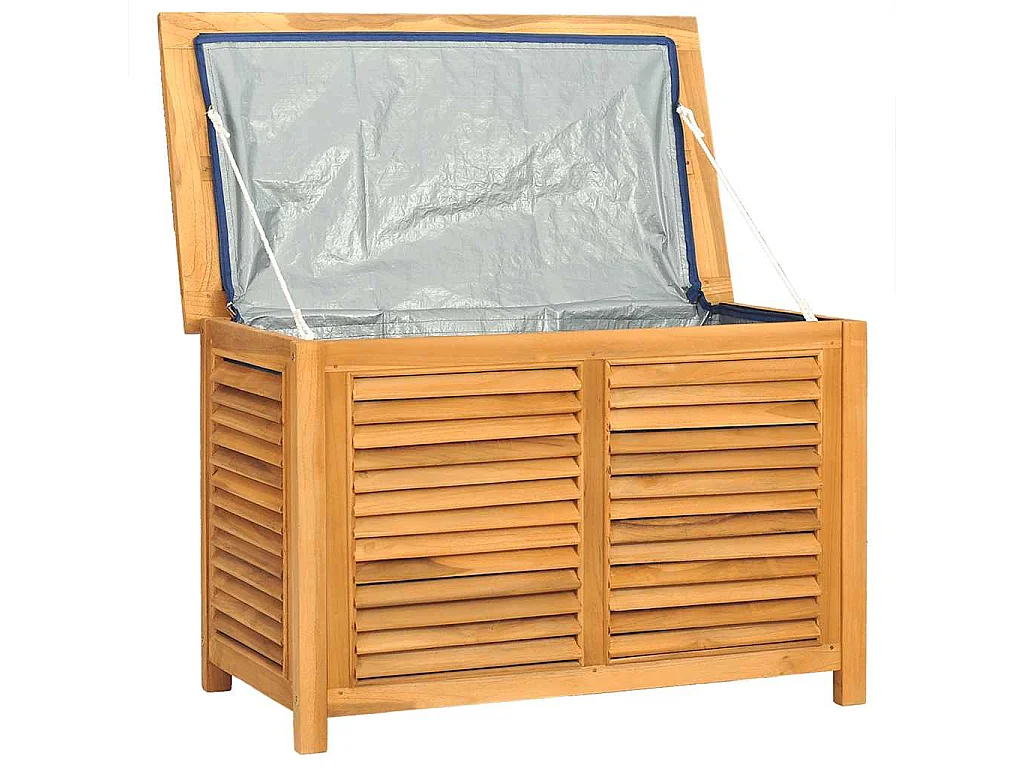Boîte de rangement de jardin et sac 90x50x58cm bois massif teck
