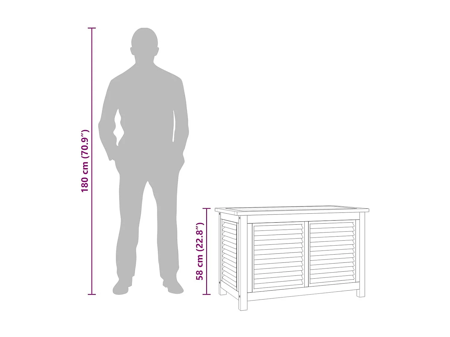 Boîte de rangement de jardin et sac 90x50x58cm bois massif teck