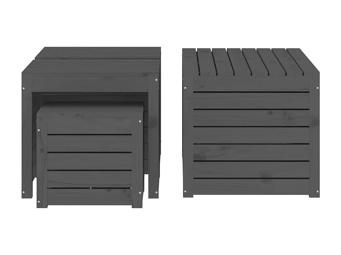 4-delige Tuinboxset massief grenenhout grijs
