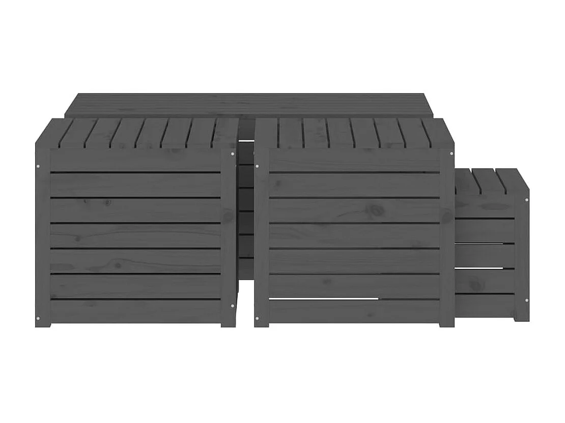 4-delige Tuinboxset massief grenenhout grijs