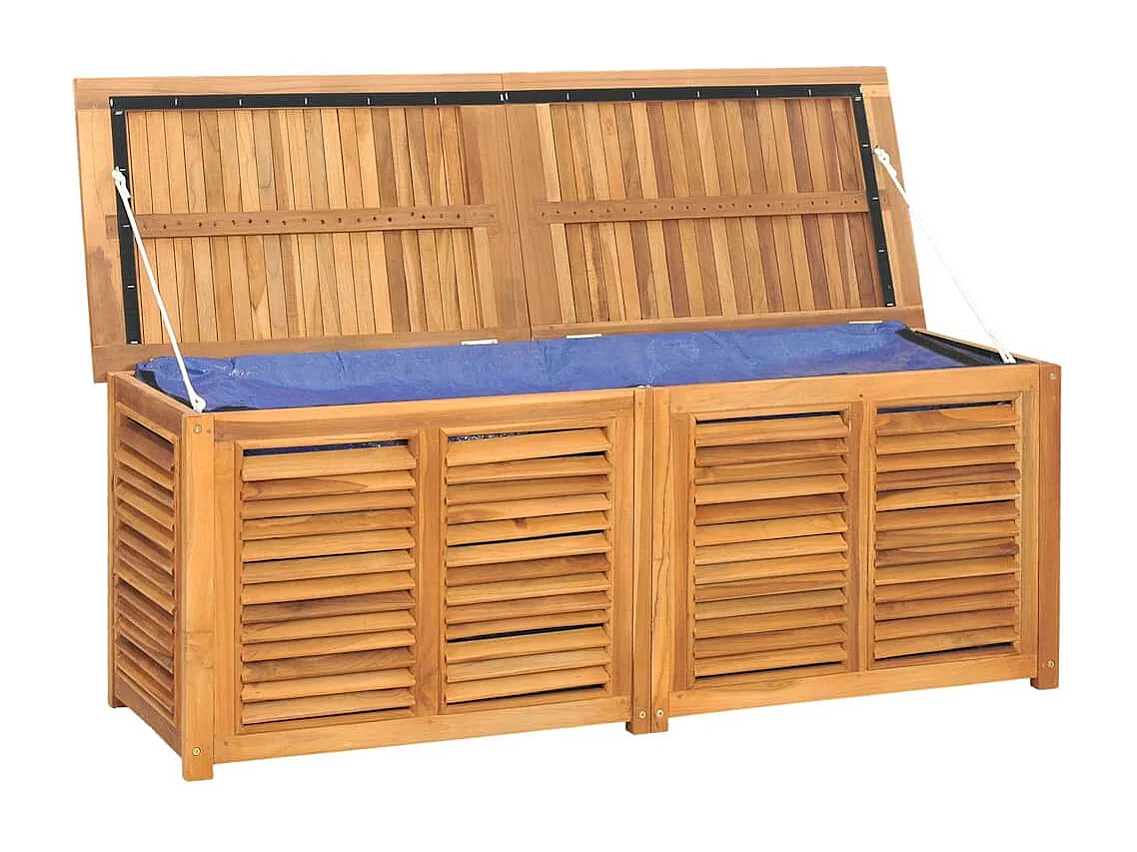 Boîte de rangement jardin et sac 150x50x55 cm bois massif teck