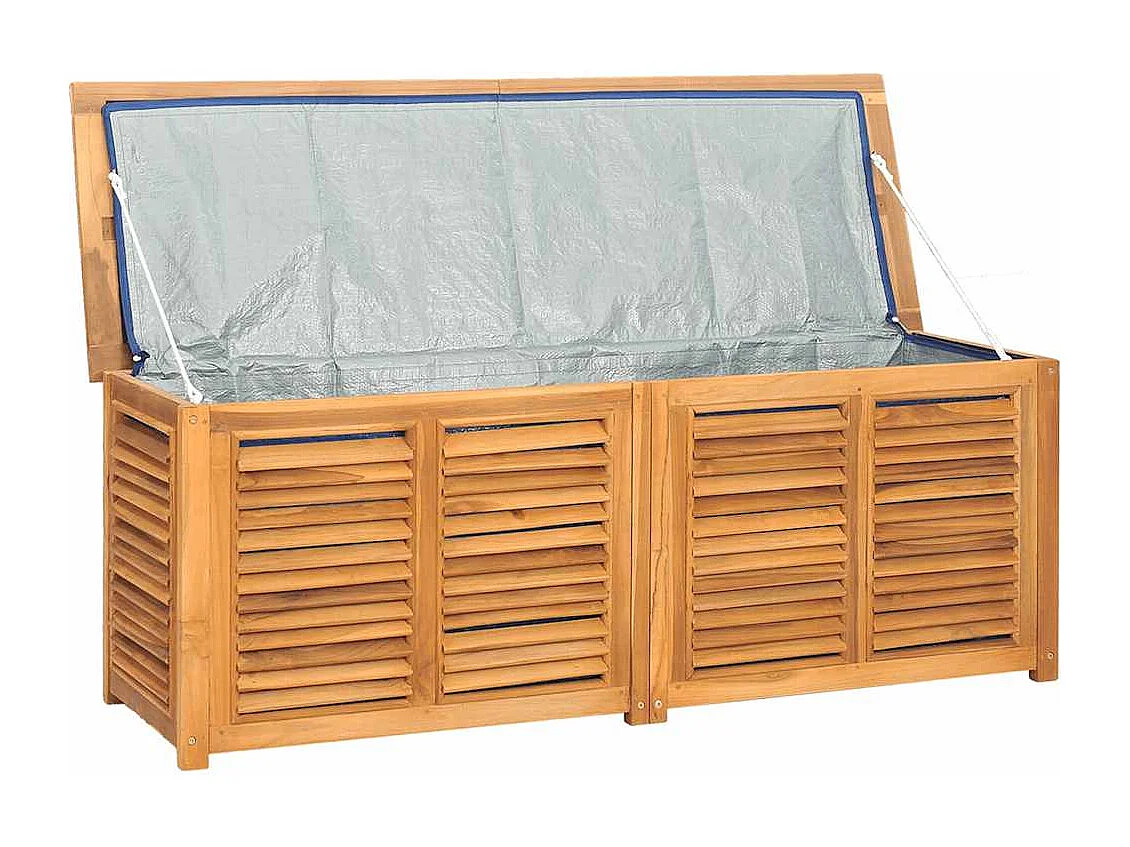 Boîte de rangement jardin et sac 150x50x55 cm bois massif teck