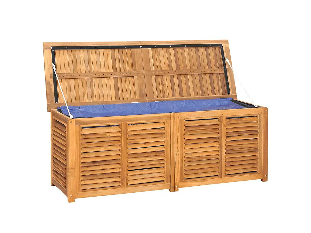 Boîte de rangement jardin et sac 150x50x55 cm bois massif teck